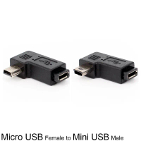 Penyesuai Mini USB Jenis A Lelaki ke Perempuan USB Mikro, Sudut Kanan 90 Darjah