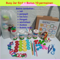 MAINAN MONTESSORI ANAK BUSY JAR 5IN1 BONUS 10 PERMAINAN edukasi