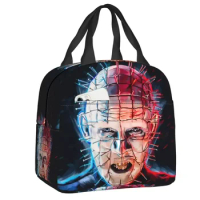 2024 New Pinhead Hellraiser Insulated Lunch Tote Bag Halloween Horror Movie Resuable Thermal Cooler Food Lunch Box School