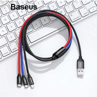 Baseus Kabel Charger 3in1 Fast Charge Lightning Micro USB Type C 1.2M - CAMLT-BSY01 tipe c usb tipe-