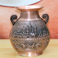 印度手工藝品銅器直銷10英寸銅雕如意花瓶家居裝飾節日禮品YT4671入