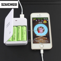 SZAICHGSI Powerbank Portable 4X AA Battery Travel Emergency USB Power Bank Charger for Mobile Phone Wholesale 100pcs/lot