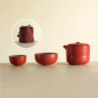 【LohasPottery 陸寶】旋紋旅行茶具組-富貴紅(文藝生活.茶香悠悠.文學少女)