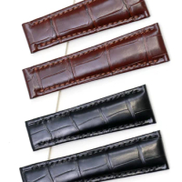 SAUPPO for Rolex Ditona Men's Watch Short Mouth Crocodile Leather Strap 116515LN 116518 20mmBlack and Dark Brown Men Watch Belt