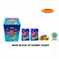 Jelly Candy Gummy Amos Permen Jeli 4D 3D Fruit Gummy Strawberry, Peach Burst, Blocks, Dinosaur, Robo