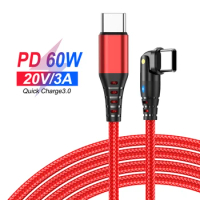 60W USB C To Type C Cable For Huawei Xiaomi 3A Fast Charging Wire 180 Degree Rotate USB C Charger Data Cord For Samsung