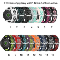 200pcs Silicone Wrist Band Strap for Samsung galaxy watch 42mm Replaceable for Samsung active2 Smart watch Two-color breathable