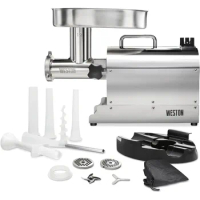 Weston Pro Series Electric Meat Grinder, Commercial Grade, 750 Watts, 1 HP, 9lbs. Per Minute, Stainless Steel (10-1201-W)