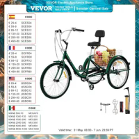 VEVOR 24" 7-Speed 3 Wheel Bikes Tricycle Trike Folding Tricycle Foldable Adult Tricycle 3 Wheel Bike Trike for Adults (Green)