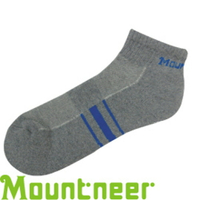 【Mountneer 山林 奈米銀氣墊健走短襪 灰/藍】 12U01/短襪/透氣襪