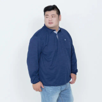 【MAXON 馬森大尺碼】台灣製/特大藍色環保機能彈性微磨毛薄口袋長袖POLO衫5L(83816-56)