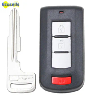 New 2+1 Button smart remote key shell for Mitsubishi Lancer Outlander Eclipse key case fob with uncut key