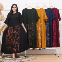 Daster Twill Ori Jumbo Rampel Motif Maya Batik Busui Cantik Gamis Nyaman Pekalongan