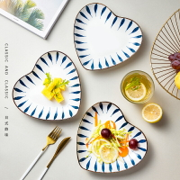 家用愛心盤子創意菜盤網紅盤子套裝 日式陶瓷碟子ins風寶寶餐盤