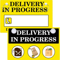 6*9 Inch PVC Delivery Tips Delivery Driver Sign 2 Pack Yellow Delivery Delivery in Progress Sign for Delivery Driver Temporary P