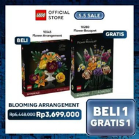 Beli 1 Gratis 1 - LEGO Botanicals 10345 Flower Arrangement + LEGO Botanicals 10280 Flower Bouquet