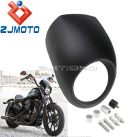 Fork Mount Round Headlamp Fairing Front Cowl For Harley Sportster Dyna FXD XL 1200 883 1973-Up 5-3/4" Headlight Mask