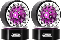 INJORA 1.3" Aluminium Beadlock Wheels for TRX4M SCX24 1/24 1/18 RC Crawler Upgrade(Sliver Black)