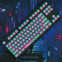 ECHOME Cyberpunk Gradient Keycap Creative Dazzling PBT Dye-sublimation Keyboard Cap XDA Profile Key Cap for Mechanical Keyboard