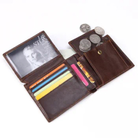 Genuine Leather Men Wallet with Coin Pocket Multi Function Mens Leather Wallet with Coin Pocket