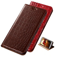 Crocodile Grain Genuine Leather Magnetic Phone Bag For OnePlus 7T Pro/OnePlus 7T/OnePlus 7 Pro/OnePlus 7 Phone Case Card Holder