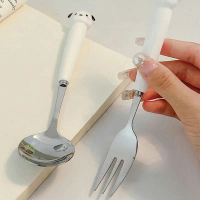 Miazyar Kartun Stainless Steel Cutlery 3-piece Set Sendok Sumpit Garpu Dewasa Portabel Tahan Korosi 