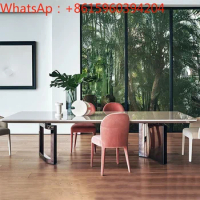 Italian marble table designer custom minimalist rectangular table living room light luxury villa family dining table and chair