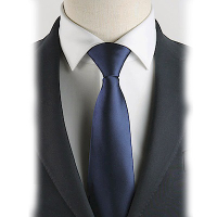 拉福   布面辦公領帶8cm寬版領帶拉鍊領帶 (黑.藍) 兒童