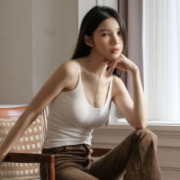 【EASY SHOP】Banana Pie-BRA TOP-U領長版爆乳涼感背心(白色山茶)