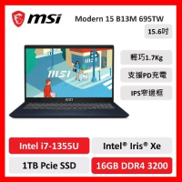 msi 微星 Modern 15 B13M 695TW 15吋 文書筆電 13代i7/16G/1TB SSD