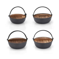 Outdoor Cast Iron Pots with Wood Lid Camping Cooking Pots Deepening Soup Pots Hanging Pots for Outdoor and Indoor Use