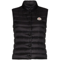 【MONCLER】品牌經典排釦式輕羽絨背心(黑)