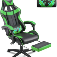 Computer Chair Office Ergonomic Gamer Chair Black Gaming Chairs With Footrest Mobile Armchair Relaxing Backrest Reclining Wheels