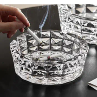 Simple Glass Ashtray Ash Tray Smoking Accessories Smoking Tray Home Relief Pattern Cigar Ashtray Ash Storage Containers Ornament