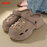 IRSOE Sandal Wanita Baim Kelinci Pakaian Luar Anti-Slip Sol Tebal Peningkatan EVA Sandal Pantai Sand