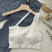 OEM SK-P158 Tank Top Wanita Crop Top One Shoulder Top Model Lengan Satu Sexy CropTop Ala Korea Pakai