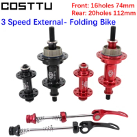 COSTTU Folding bike bearing hub for brompton for 3sixty 3 speed external folding bike 74mm 112mm 16 holes 20 hole for week eight