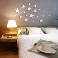 MEYA Stars Wall Mirror Acrylic Mirrored Decorative Wall stickers Home Decoration Wall Art Paper 12pcs/set