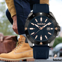 【Timberland】天柏嵐 CARRIGAN系列 街頭 運動風格膠帶腕錶-藍黑(TDWGN2102901)