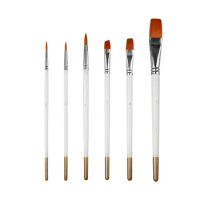 6pcs White Handle Artist Painting Brushes Set Nylon Hair Paint Brushes for Watercolor Acrylic Oil Gouache Painting brushes Kit