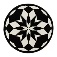 karpet, bulu tipis, putih/hitam/membulat, 130 cm