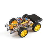 4WD Robot Car Kit for Arduino UNO R3 Smart Project STEM Toys for Kids DIY Ultrasonic obstacle avoidance Track remote control