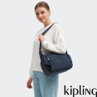 『牛角包』Kipling 碧海深藍多袋實用側背包-GABBIE