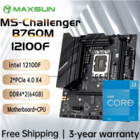 MAXSUN Game Motherboard Kit B760M with CPU intel i3 12100F Socket LGA1700 Desktop Computer Components Gaming Mainboard Combo