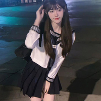 原創jk制服紺領白三本水手服基礎款日系正品中間服學院風學生校服-創美