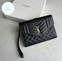 YSL monogram clutch with wristlet in mix matelasse Black GHW