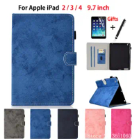 Case For Apple iPad 2 3 4 Cover Funda Tablet Silicone PU Leather For iPad2 iPad3 iPad4 Stand Skin Capa Shell +Stylus+film