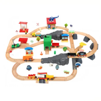 Farm Transport Track Set Train Track and Car Train Electric Car Children's Puzzle Toys Gift Compatible with Wooden 1:64 Pd09