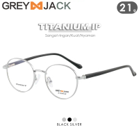 Grey Jack Frame Kacamata Bahan Titanium Sangat Ringan Kokoh Model Bulat Bisa Minus Antiradiasi Bluer