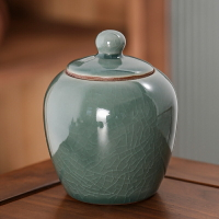 哥窯汝窯茶葉罐家用開片可養茶罐陶瓷密封罐綠茶普洱小瓷罐儲茶罐